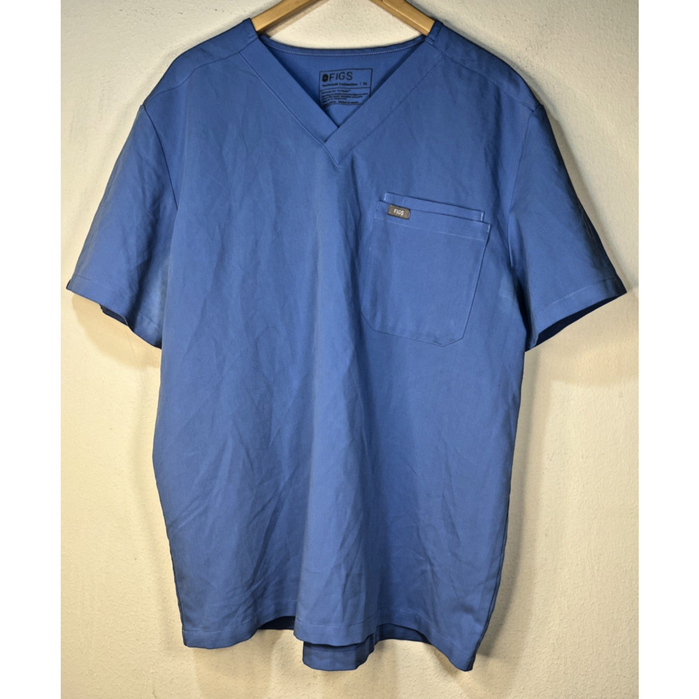 Figs Scrub 3 pocket Top Adult Extra Large Short Sleeve Blue V-Neck FM1500